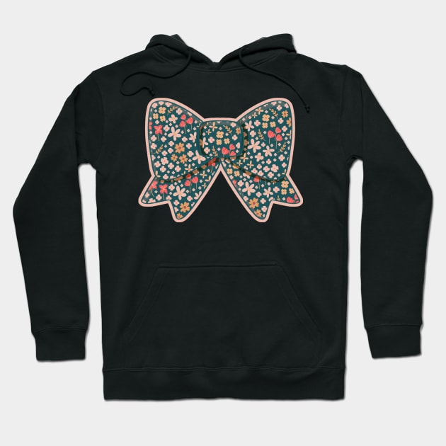 Holiday Christmas green bow graphic Hoodie by RigaSutherland